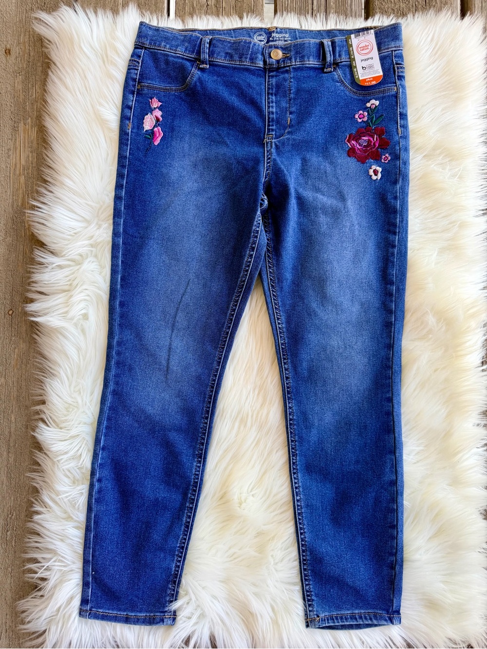 NWT Wonder Nation Dark Blue Embroidered Plus Size Jeggings